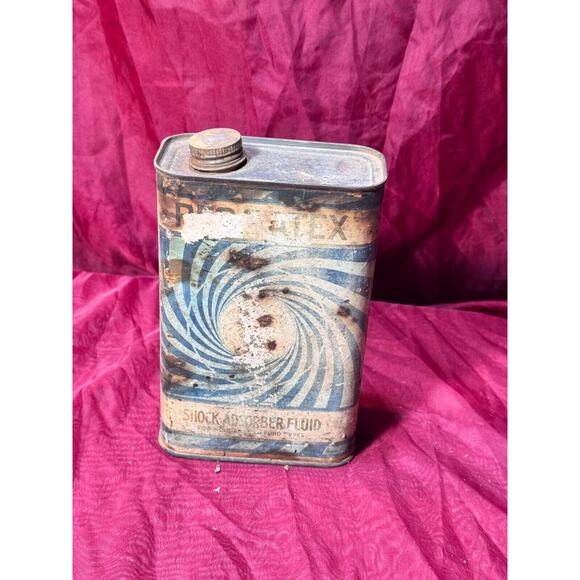 Vintage Metal Permatex Shock Absorber Fluid w/Lid Collectible Gas/Oil Can - Picture 1 of 10